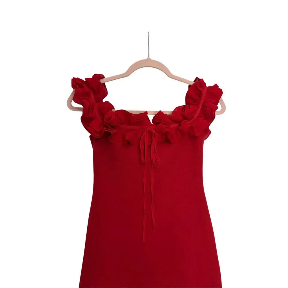 Meshki Red Off-Shoulder Ruffle Maxi Dress - Picture 14 of 16
